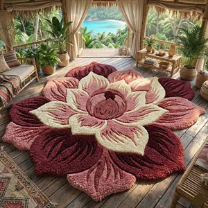 Tapis moelleux en peluche à motif floral, tapis de luxe en forme de fleur rose, tapis en laine, tapis confortable, tapis décoratif pour la maison, tapis de salon, tapis de chambre à coucher - Product Image 5