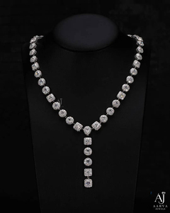 10k Gold Plated Vintage Moissanite <b>Necklace</b> Y Shape Round and Square Stone Inlaid <b>Long</b> Chain Jewelry for Wedding Party Gift - Product Image 2