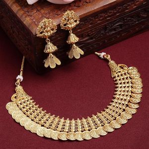 Gold Plated Imitation <b>Pearl</b> Geometric Shape Ethnic Design Women's Bridal Wedding Earring Necklace <b>Set</b> Fashion Festive <b>Jewelry</b> - Product Image 1