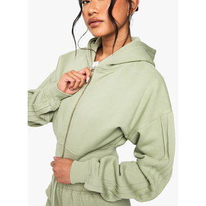 เสื้อฮู้ดโอเวอร์ไซส์พิมพ์ลายกราฟิก 3 มิติ ผ้าฝ้าย 100% ปี 2026 ลายเรียบ แขนยาว ครอปท็อป รับผลิตแบบ ODM เสื้อฮู้ดผู้หญิงสั่งทำพิเศษ - Product Image 3