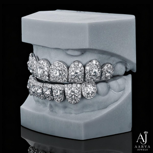 Grillz Diamant Platine Effet Diamant, Ensemble Complet, Grill Dentaire Supérieur et Inférieur, Bijou Dentaire Complet - Product Image 2