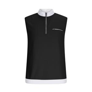 Débardeur Homme en Maille Gaufrée sans Manches avec Col Montant et Fermeture Éclair, Gilet Musculation avec Poche Zippée, T-shirt Léger et Respirant - Product Image 3