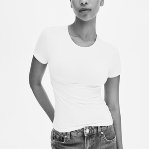 Summer Casual Solid Anti-Pilling Polyester Satin Short Sleeve O-Neck Rushed Loose Fit <b>Top</b> - Product Image 1