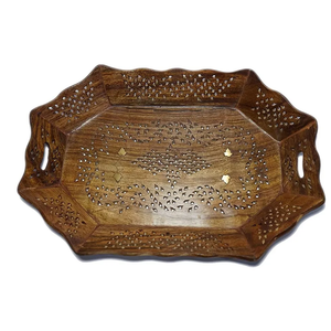 Handmade Wooden Serving Tray for Tea Coffee Snacks Decorative Platter for Home Kitchen <b>Table</b> Decor - Product Image 3