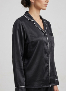 Women Satin Pajama Set Long Sleeve Button <b>Down</b> Solid Color Classic Sleepwear Suit Women's Nightwear Shirts <b>Trouser</b> Set Ladies - Product Image 5