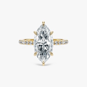 Anillo de Compromiso Solitario con Diamante Cultivado en Laboratorio de Corte Marquesa de 5.5 Quilates, Oro de 14K, Micro Pavé, Joyería Fina de Lujo, Roy Diamond - Product Image 2