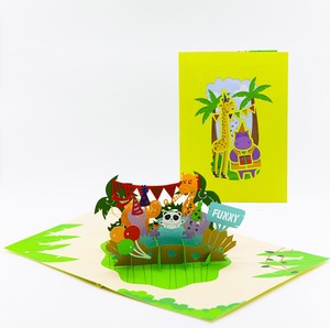 Carte pop-up 3D amusante, collection sur le thème des animaux colorés, cartes de vœux 3D, cartes de vœux faites à la main, artisanat en papier - Product Image 1