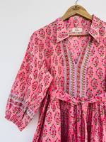 Pur coton indien bloc imprimé femmes filles imprimé Maxi robe à la mode décontracté été soirée robe de soirée bouton longue coupe
