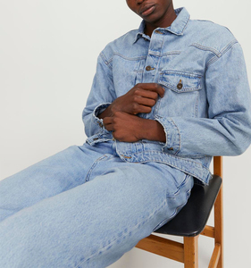 Fashion <b>Custom</b> Logo 100% Cotton <b>Denim</b> <b>Jacket</b> Men Casual Solid Color Men's Spring Jean <b>Jacket</b> Windproof Pocket <b>Denim</b> <b>Jacket</b> - Product Image 2