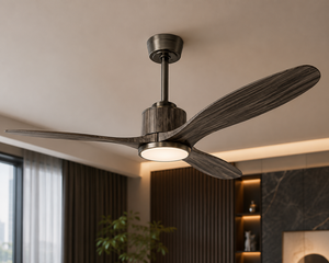 ฟิล์มไฮโดรกราฟิกสำหรับพัดลมเพดานทันสมัย - ใบพัดไม้และสีเข้มแบบผสมผสาน - Product Image 1