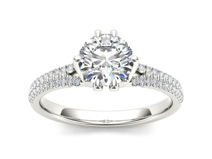 Anillo Clásico con Diamante Cultivado en Laboratorio de 1 Quilate, Corte Redondo, Certificado IGI, VS1, Color E, Oro de 14K, Diseño de Flor, para Boda, Compromiso o Aniversario - Product Image 5