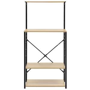 Armoire à micro-ondes en bois d'ingénierie noir et chêne 23.6 "x 15.6" x 48.4 "Rangement de cuisine - Product Image 3