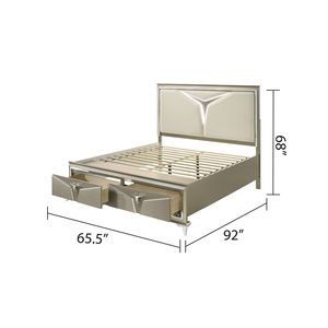 Letto matrimoniale moderno Samantha con testiera a LED, in legno resistente e design imbottito - Product Image 3