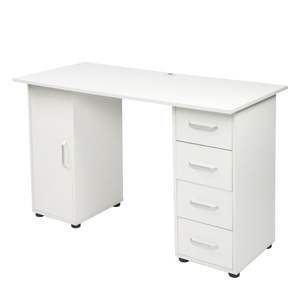 Bureau d'ordinateur blanc à une porte et quatre tiroirs - Product Image 3