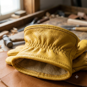 Unlined Soft Comfortable Leather <b>Gloves</b> Heat Resistance Anti-Slip Yellow Industrial Safety Protection for Work Driving Smooth - Product Image 6
