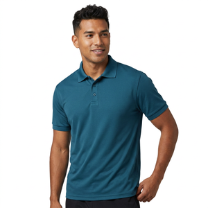 Men's Solid Color Short Sleeve Knitted <b>Polo</b> <b>Shirt</b> Regular Fit Casual Style <b>Blue</b> - Product Image 3