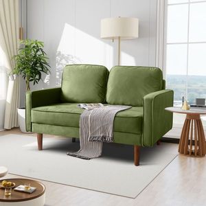 57.5\" Velvet Square Arm Apartment Loveseat Pull-<b>Down</b> Sofa Bed - Product Image 3