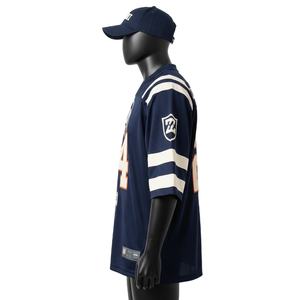 Camiseta 100% algodón para hombre, corte holgado, estampada, con paneles de malla de poliéster transpirable para fútbol, logotipo de tackle twill cosido. - Product Image 3