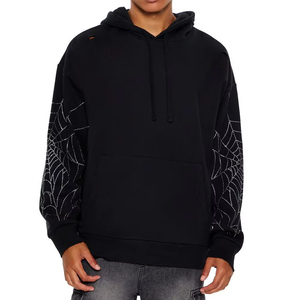 Sweat-shirts à capuche en coton lourd personnalisés 420 g/m² avec strass, tissés pour l'hiver, pour hommes, service OEM - Product Image 1