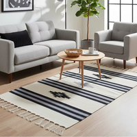 Tapis de couloir/runner en coton tissé à la main Mangalick CS-3025, motif floral moderne, poids lourd 950 g/m², lavable à la main, pelucheux, vente en gros