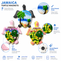 Aimant de réfrigérateur souvenir de la Jamaïque en résine 3D personnalisé, forme tortue de mer, peint à la main, aimant palmier, vente en gros pour les boutiques de cadeaux
