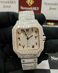VVS Moissanite Diamond Hip Hop Luxurious Moissanite Diamond Square Dial Wrist Watch For Man Women Gift PassDiamond <b>Tester</b> - Product Image 2