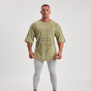 T-shirt Oversize Personnalisé pour Homme, Coton Lourd Délavé à l'Acide, Épaules Tombantes, Style Streetwear, Fitness, Musculation - Product Image 2