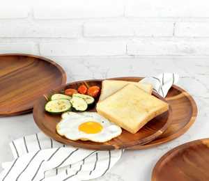 High Quality Eco-Friendly Modern Round Wooden Engraved Serving <b>Plate</b> Handmade Shiny Polished for Home Parties Use Customizable - Product Image 4