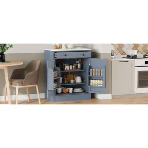 TOPMAX Dispensa da Cucina Moderna Autoportante con 2 Ripiani Regolabili, Mobile Bar Caffè, Cassettiera Buffet per Conservazione Alimenti e Video di Montaggio Inclusi - Product Image 1