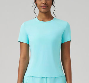T-shirts de sport pour femmes, doux et de haute qualité, à manches courtes, unis, amples et décontractés, pour la gym et le yoga, collection 2026 - Product Image 1