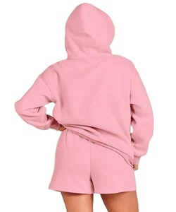 Latest Design Hip Hop Sweat Suit Vintage Light Wight Quick Dry Solid <b>Knitting</b> Women's Summer Hoodie <b>Sets</b> - Product Image 4