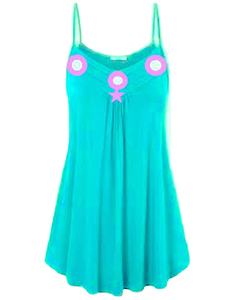 Haut long sans manches à la mode pour femmes DaisyApparel Collection d'été en coton tricoté bouton de broderie en jersey unique pour l'hiver - Product Image 2