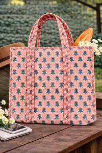 Bolsa de Compras Acolchada de Algodón Puro Hecha a Mano en India, Hermosa Bolsa de Mano para Mujer, para la Playa, Fiestas, Almacenamiento, Viajes, con Estampado - Product Image 4