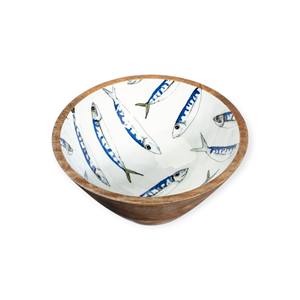 Handmade Wooden <b>Bowl</b> with Minimal Botanical <b>Enamel</b> Artwork for Natural Dining and Home Table Decor - Product Image 2