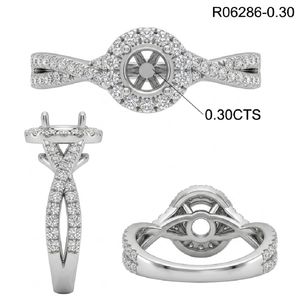 Round Centre Diamond Engagement Ring 18k Solid White Gold Real Diamond Fine Jewellery Semi Mount With GIA Certificate in Wedding - Product Image 6