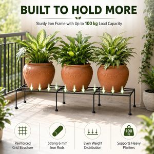 Modern <b>Metal</b> <b>Plant</b> Rack Powder Coated Garden <b>Stand</b> for Flower Green <b>Plant</b> Minimalist Design Durable Outdoor Use Black - Product Image 5
