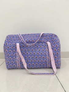 Duffle <b>Bag</b> Cotton Quilted Weekender Zipper Boho Travel Handmade Gym Fashionable Shoulder Strap Handblock Portable Large Capacity - Product Image 1