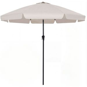 Parasol de terrasse beige de 3 m à bords festonnés avec auvent ventilé, manivelle de levage, bouton d'inclinaison, baleines en fibre de verre et base en granit - Product Image 3