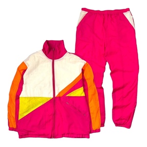 Conjunto Deportivo Vintage Colorblock, Chaqueta Cortavientos Rosa Intenso y Pantalones, Traje Deportivo de Verano Ligero para Actividades al Aire Libre - Product Image 1