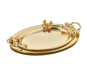 Plateau de service en aluminium avec poignée florale, directement de l'usine, parfait pour la décoration de la maison ou les fêtes. - Product Image 2