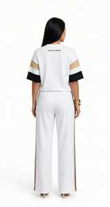 ชุดวอร์มแขนสั้นคอกลมสีขาวสำหรับผู้หญิงจาก OneTen Apparel ทรงหลวม กางเกงขายาว - Product Image 3