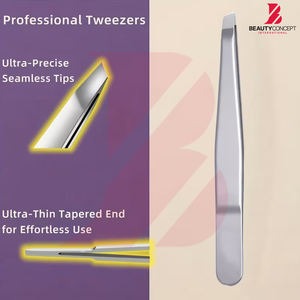 Pinces à épiler en acier inoxydable, pointe inclinée de précision, produit de qualité supérieure, OEM, marque privée, outils de beauté - Product Image 5