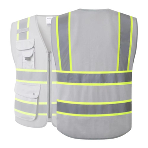Gilet en polyester fluorescent respirant de haute qualité pour la construction, vêtements de travail haute visibilité, logo personnalisable, fabriqué au Pakistan, OEM - Product Image 2