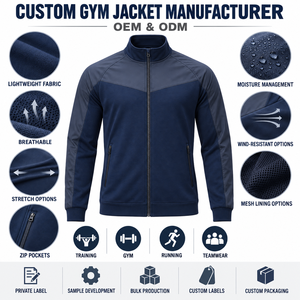 Chaqueta Deportiva con Cierre para Entrenamiento, Chaqueta Deportiva Ligera de Poliéster Transpirable, Proveedor de Ropa Deportiva con Logotipo Personalizado - Product Image 1