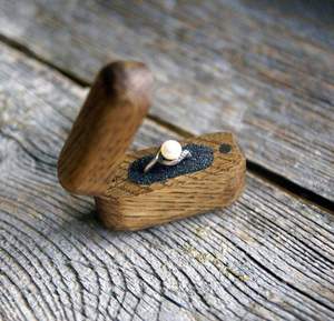 CUSTOM HANDMADE Wholesale Engagement <b>Proposal</b> Wedding Unique Double Slot Wooden and Resin Jewelry <b>Ring</b> <b>Box</b> - Product Image 1