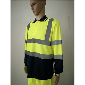 Chemise polo réfléchissante de sécurité routière en stock, manches longues, respirante, fluorescente, classe 2 - Product Image 2