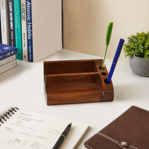 Handcrafted Indian Rosewood Stationery Rack | Wooden Pen Stand Desk Organizer Executive Office Desktop Storage Holder Home Decor - Product Image 4