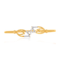 Bracelet jonc en or jaune pour femme, design minimaliste avec diamants de laboratoire taille brillant rond, bijoux pour usage quotidien