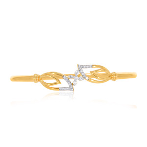 Bracelet jonc en or jaune pour femme, design minimaliste avec diamants de laboratoire taille brillant rond, bijoux pour usage quotidien - Product Image 2