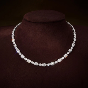 สร้อยคอเพชรเพาะเลี้ยงระดับพรีเมียม พร้อมเพชรทรงรี D VVS2 รับรองคุณภาพ ตัวเรือนทอง 14K 18K เครื่องประดับเจ้าสาวสุดคลาสสิก - Product Image 1